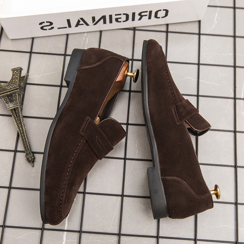 Versatile British-style Microfiber Slip-on Loafer Shoes For Men