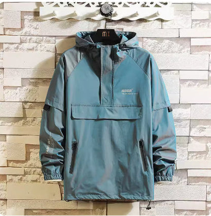 Fake Two Reflective Hoodie Jackets For Men