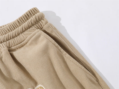 Letter Flocking Embroidered Loose Shorts Men