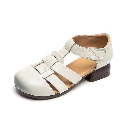 Retro Woven Chunky-heel Sandals For Women