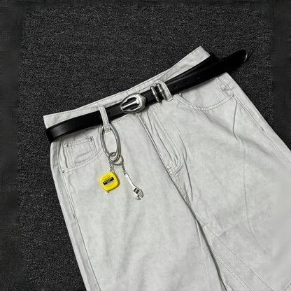 Bullet Retro Silver Buckle With Denim Belt
