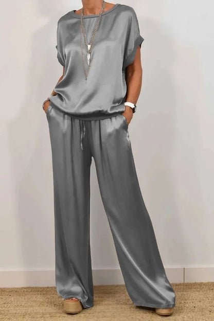 2026 Spring Summer New Cross-Border Trade Amazon Independent Site Trendy Loose Shirt Wide-Leg Pants Casual Set