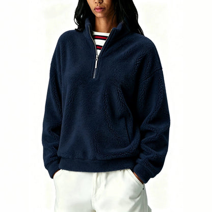 Solid-color Icelandic Fleece-lined Zip-up Hoodie