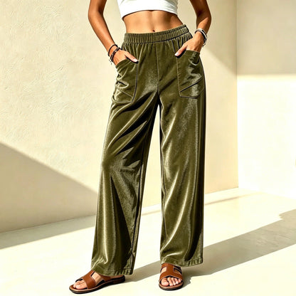 Loose-fit Slimming Draping Wide-leg Casual Pants