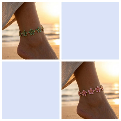 Exaggerated Hollow-out Metal Flower Anklet