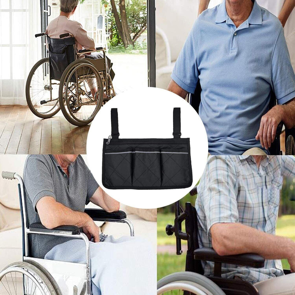 Outdoor Wheelchair Armrest Storage Pouch: Organizer Holder Pack