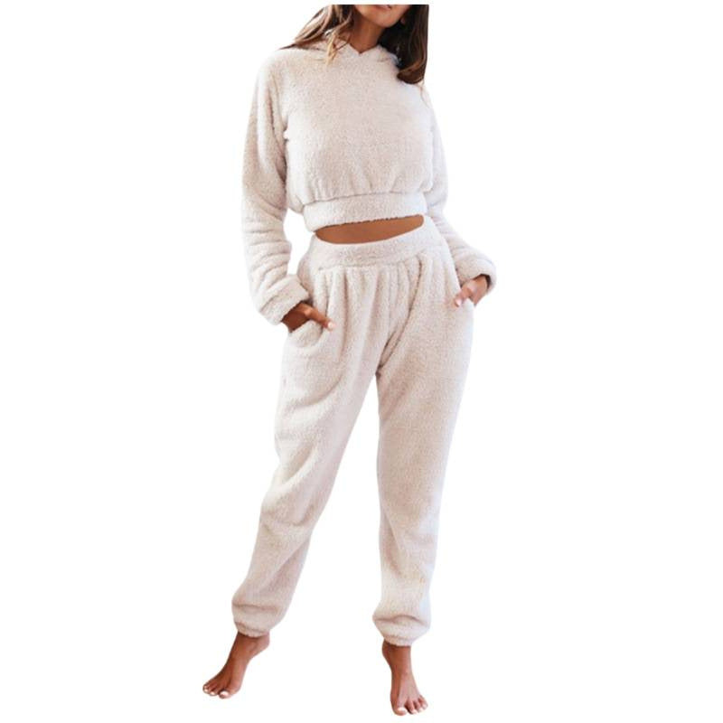 Women's Plush Hooded Casual Set