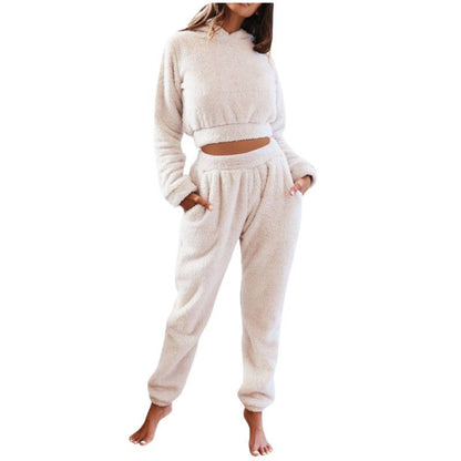 Women's Plush Hooded Casual Set