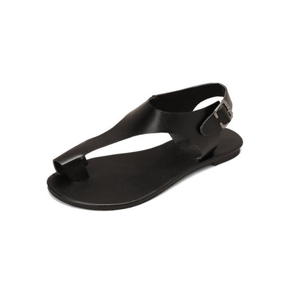 Simple Sandals With A Toe-loop Strap And Buckle Available In Large Sizes