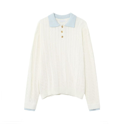 Retro Patchwork Color-Block High-End Cable-Knit Sweater For Men