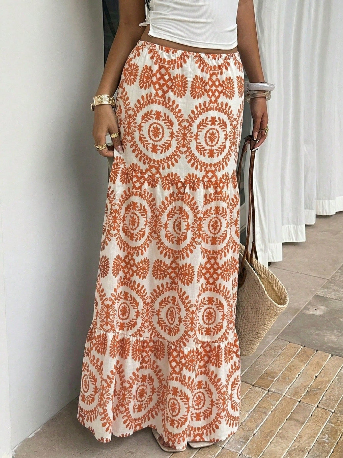 Womens Skirt Bohemian-style Printed Dress