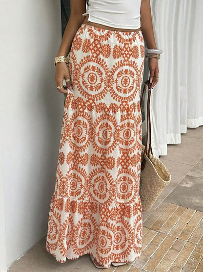 Womens Skirt Bohemian-style Printed Dress