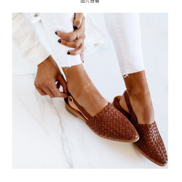 Pointed-toe Closed-toe Strap Flat-sole Sandals