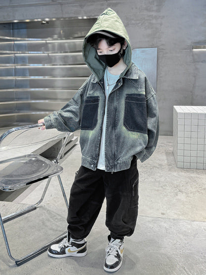 Older Boy Fleece-lined Denim Coat