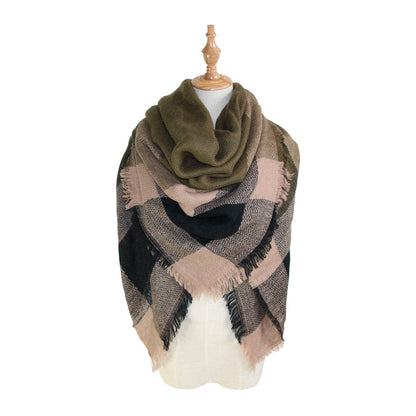 Plaid-print Versatile Neck Scarf Shawl