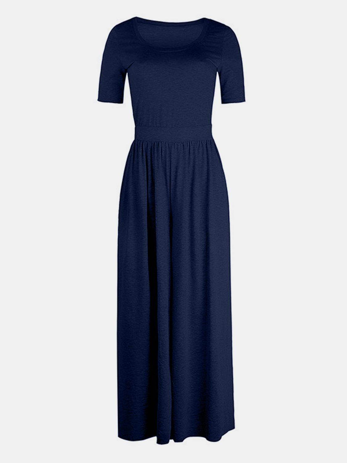 Scoop Neck Short Sleeve Jumpsuit for Casual Comfort