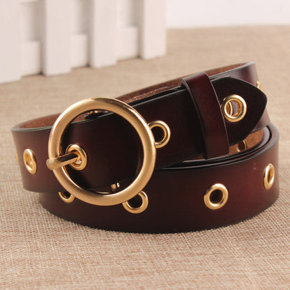 Classic Round Buckle No Hole Belt