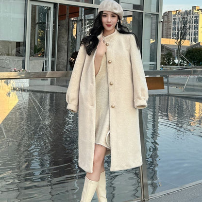 Faux Lamb Fur Leather Coat