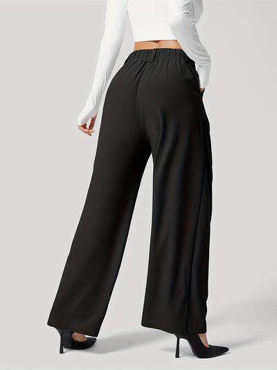 Wide Leg Pants with Pockets for Women in Sheer Style