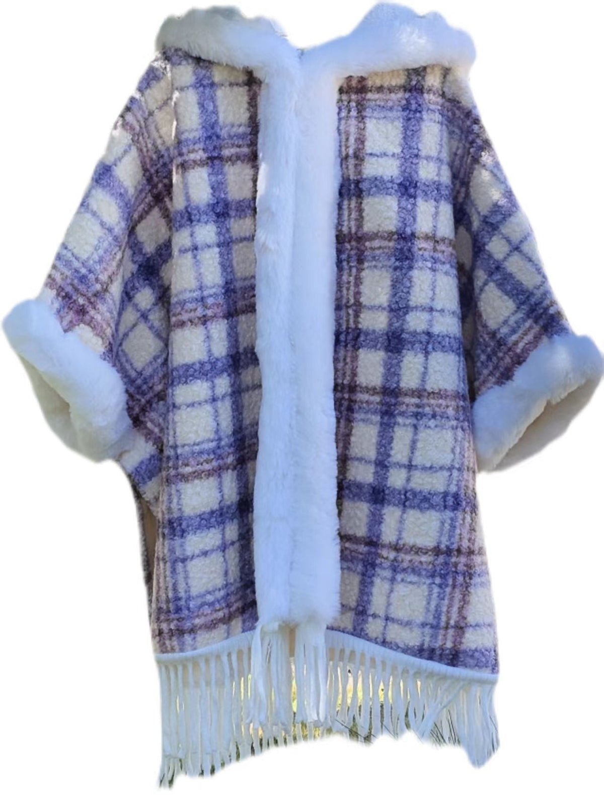 New Winter Hooded Cloak Shawl Fleece-lined And Extra-thick Latest Style