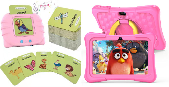 7-inch Children Education Flat With Protective Silicone Cover 360-degree Rotation Handle Bracket