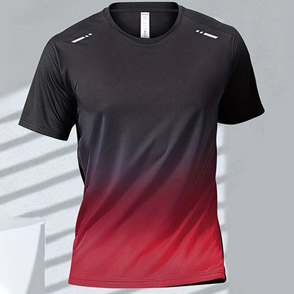 Trendy Sportswear With A Gradient Print And Short Sleeves For Men