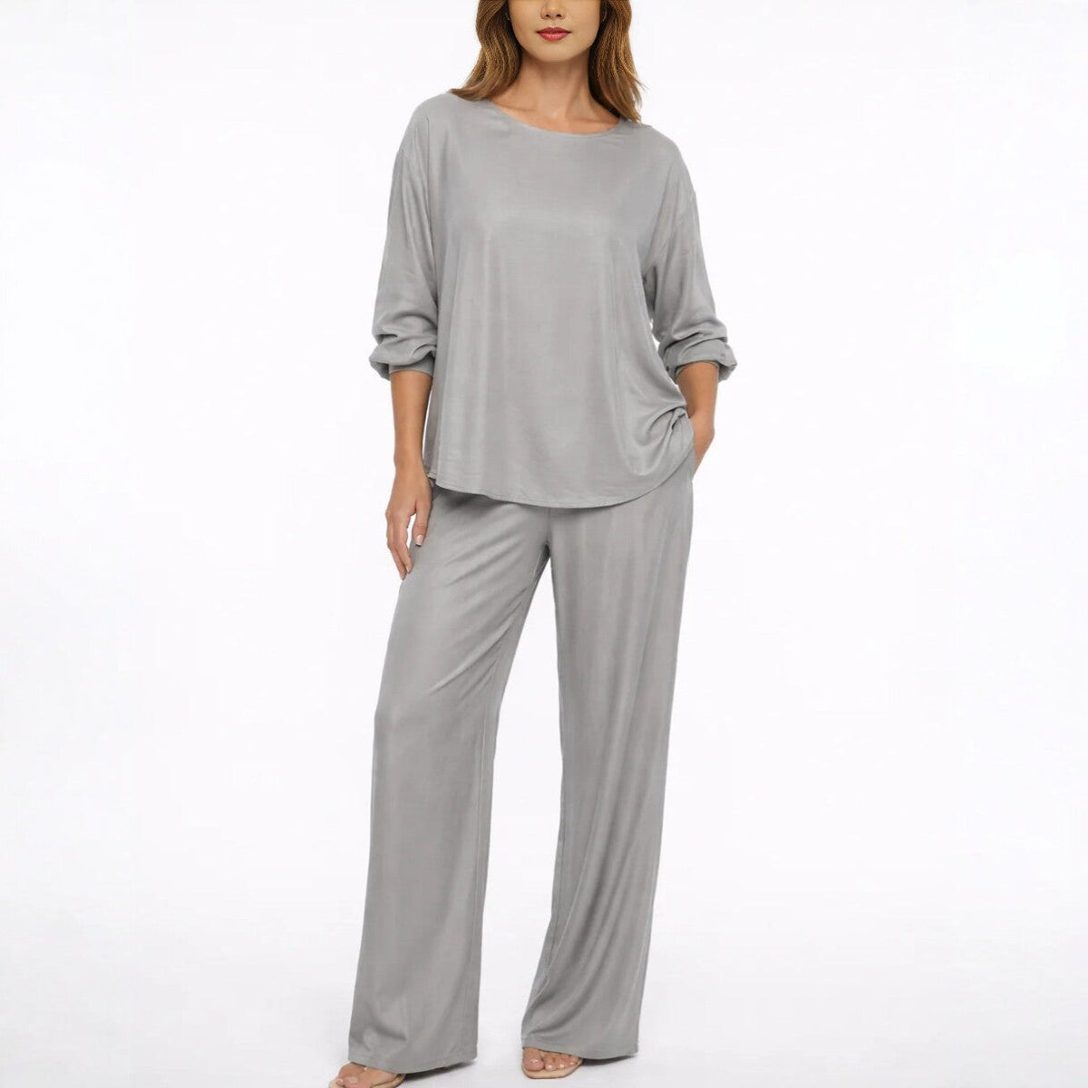 Solid-color Loose-fitting Casual Womens Fashion Two-piece Set