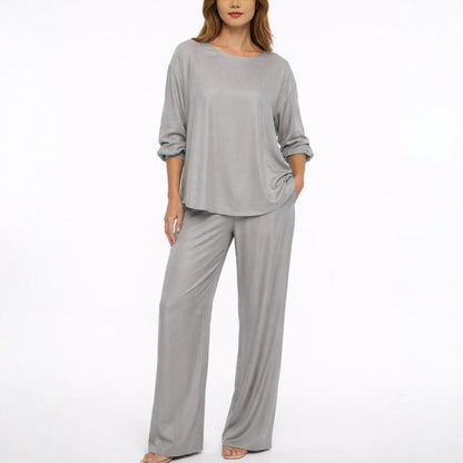 Solid-color Loose-fitting Casual Womens Fashion Two-piece Set