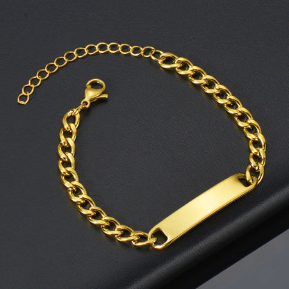 Unisex Stainless Steel ID Curb Chain Bracelet