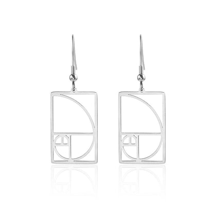 Women's Gold Yellow Gold Spiral Divider Square Earrings