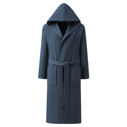 Mens Pure Cotton Hooded Bathrobe