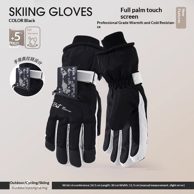 Womens Fleece-Lined Cold-Weather Five-Finger Cycling Gloves