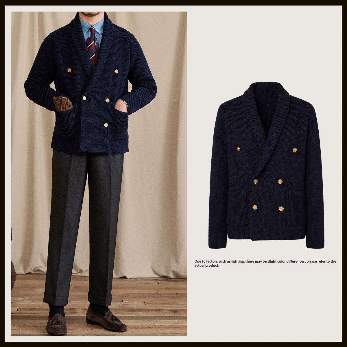 Double-breasted Knit Blazer Casual Sweater