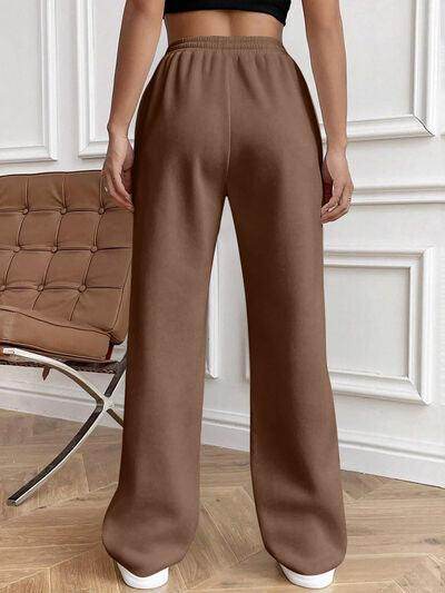 Drawstring Elastic Waist Pants with Pockets for Women