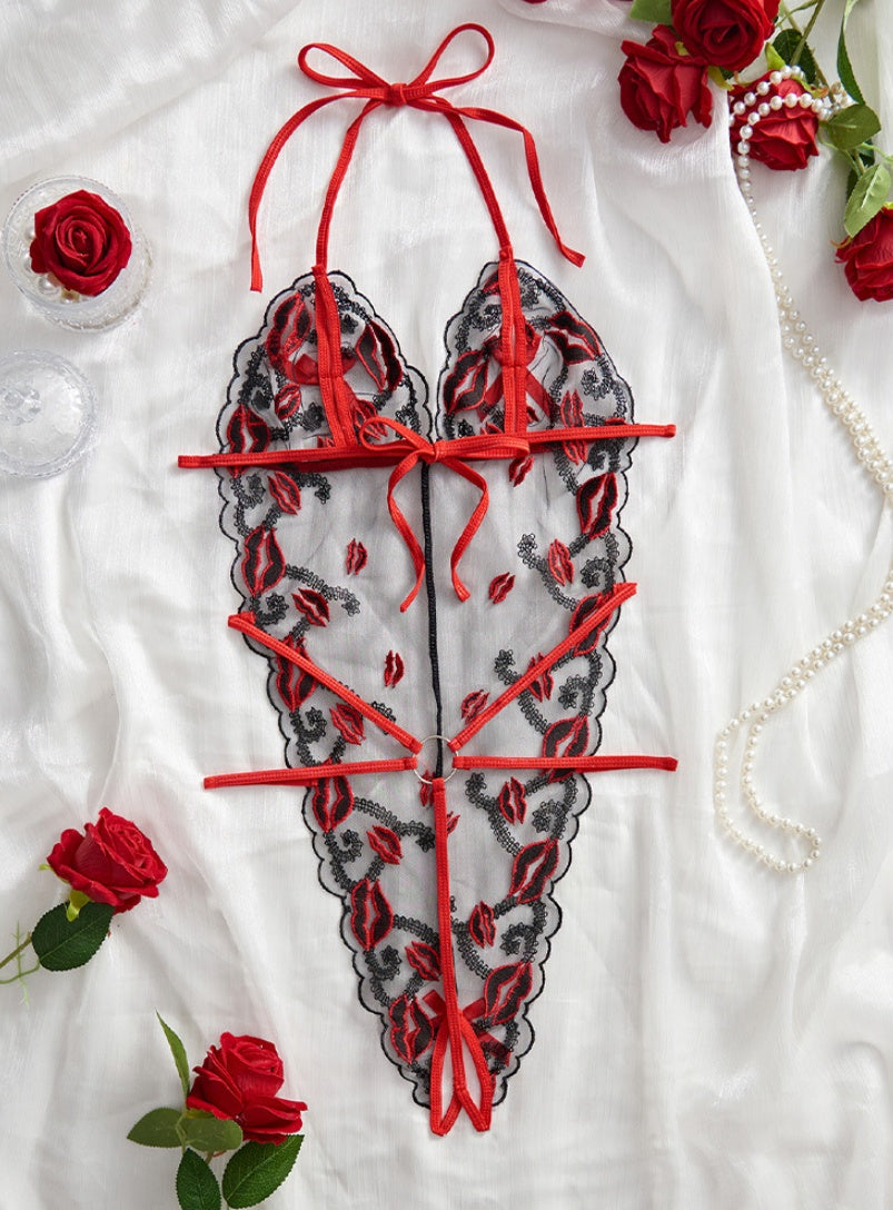 Fashion Underwear Mesh See-through Stitching Jumpsuit