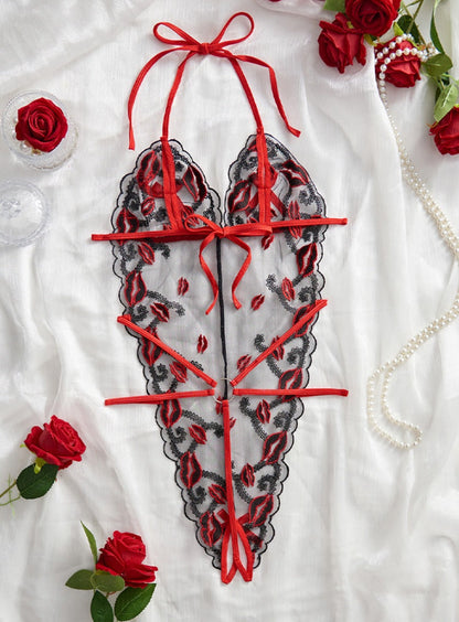 Fashion Underwear Mesh See-through Stitching Jumpsuit