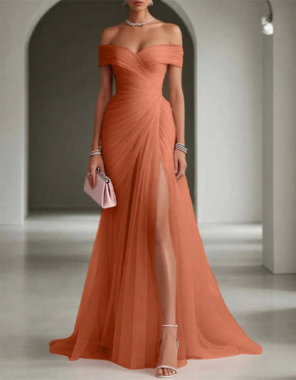 Evening Dress Cross-Border Off-Shoulder European And American Style Womens Dress