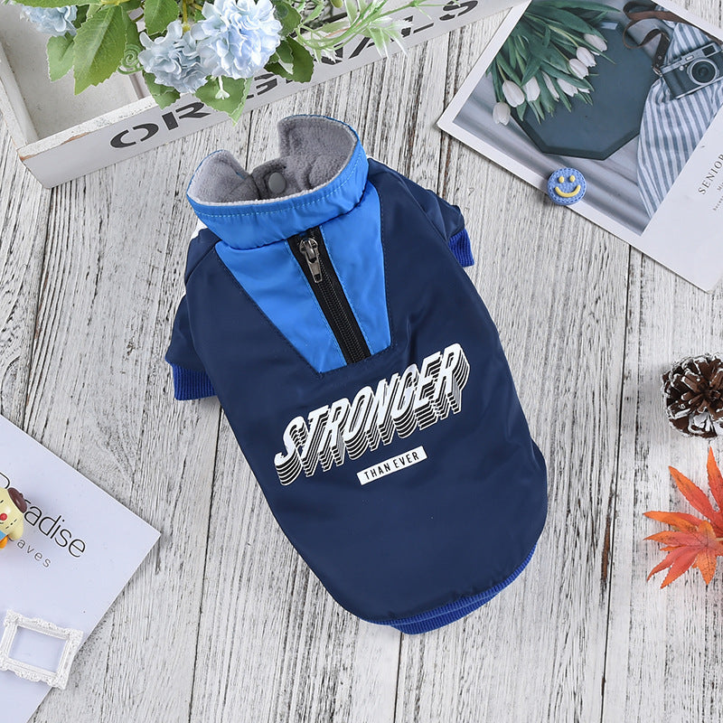 Pet Dog V-shaped Splicing Coat Thick Warm