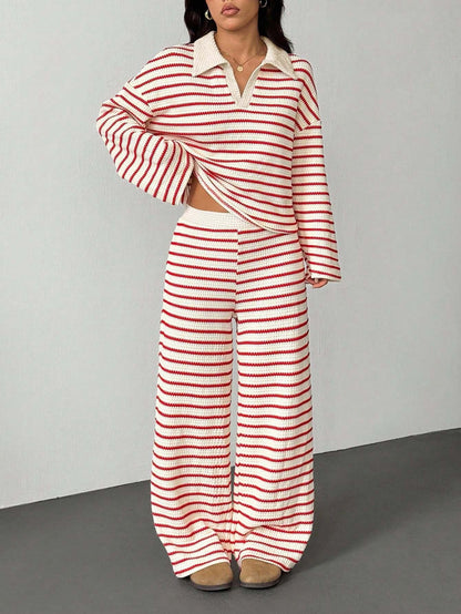 Women's V-neck Long-sleeve Pants Set