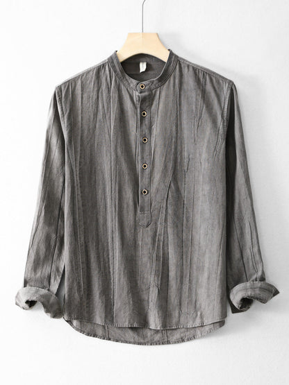 New Mens Ramie Minimalist Casual Shirt