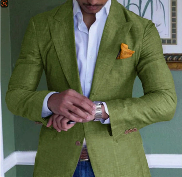 Men's Single Row Two Button Plaid Blazer