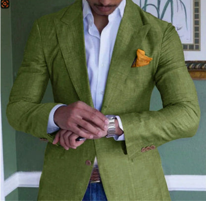 Men's Single Row Two Button Plaid Blazer