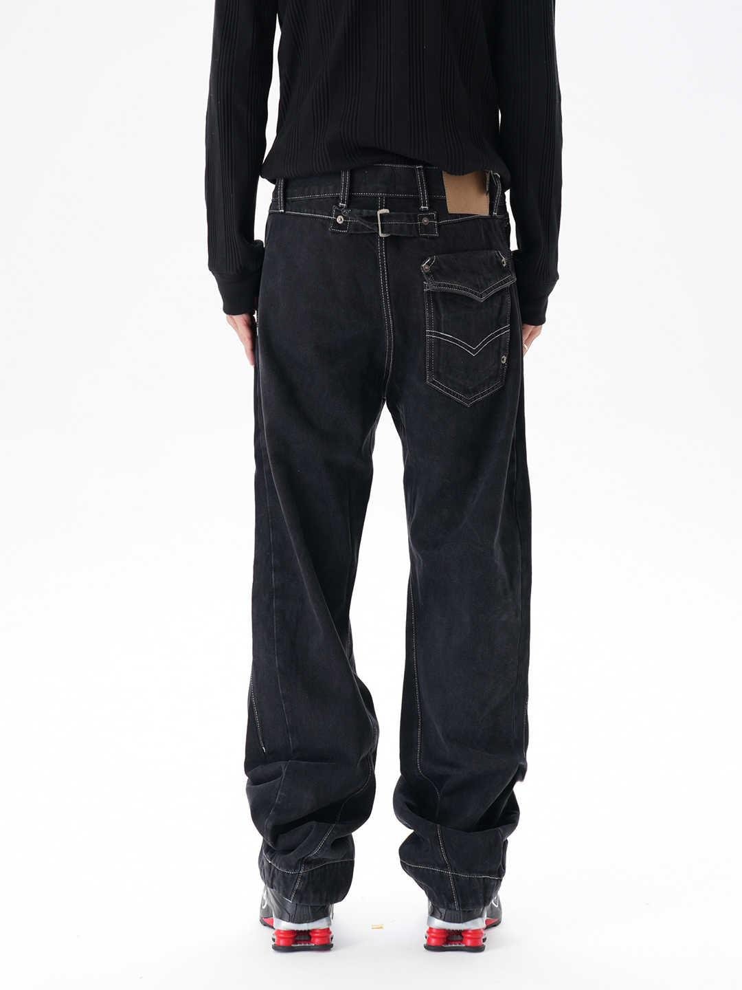Contrast Color Loose Machete Jeans Men