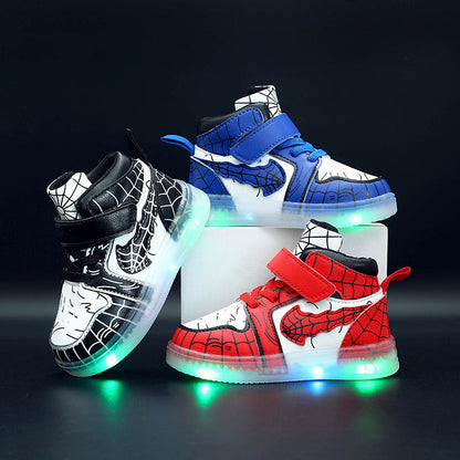 New Style LED-lit Leather Sneakers For Boys