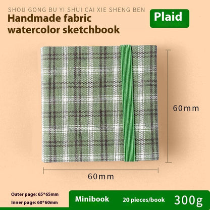 Fabric Watercolor Notebook Art Student Painting Square Portable