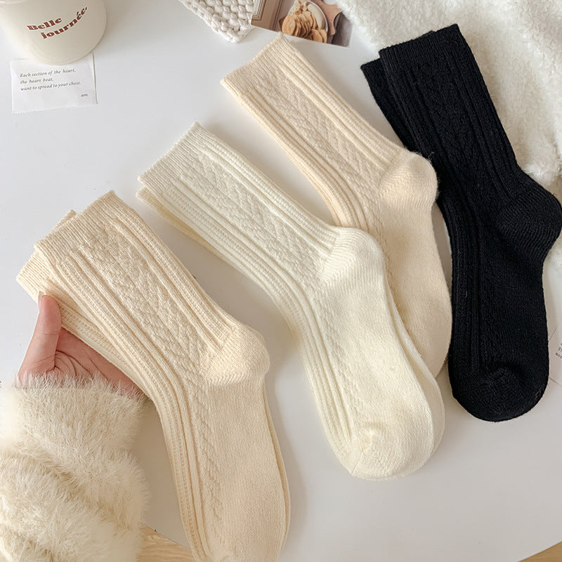Milky White Twist Wool Socks Children