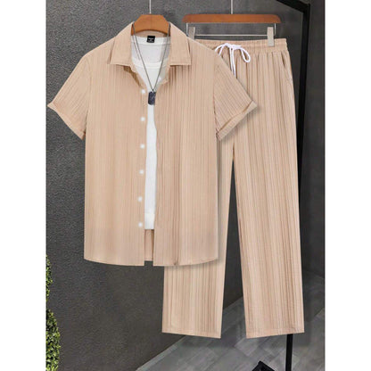 Digital-print Short-sleeve Shirt And Pants Set