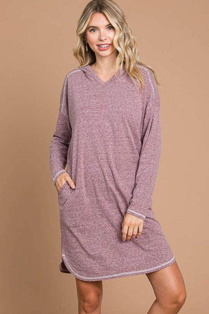 Culture Code Full Size Hooded Long Sleeve Sweater Dress