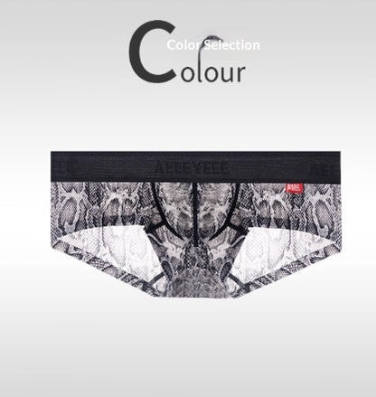 Men's Non-low-rise Ultra-thin Leopard Print Boxer Briefs