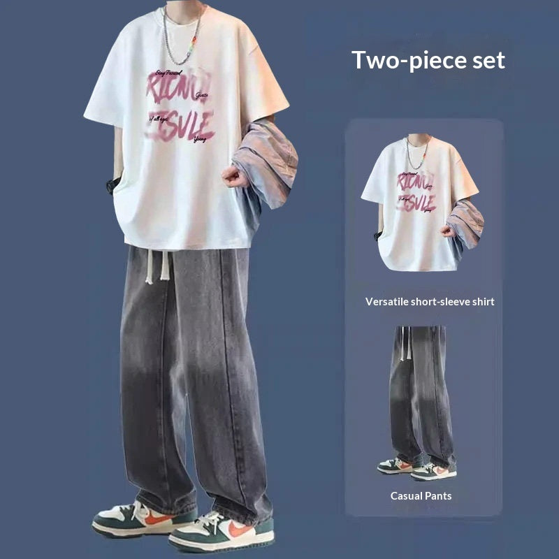 Short-sleeve And Longpants Set, Mens Springsummer Style, Edgy And Handsome, Hong Konginspired